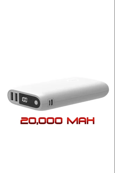 20.000 mAh 2x Usb-A çıkışlı 5V 2.1A Dijital Gösterge Powerbank