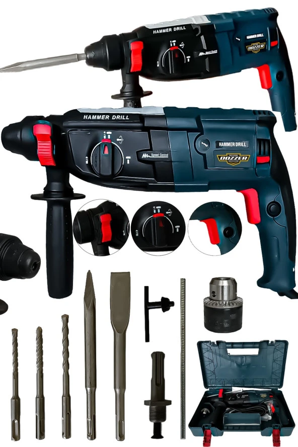 Dozzer 2.30Mm 1500 Watt Bakır Sargılı Çift Çelik Şanzuman Kırıcı Delici Hilti Matkap 5pcs Uç Hediye