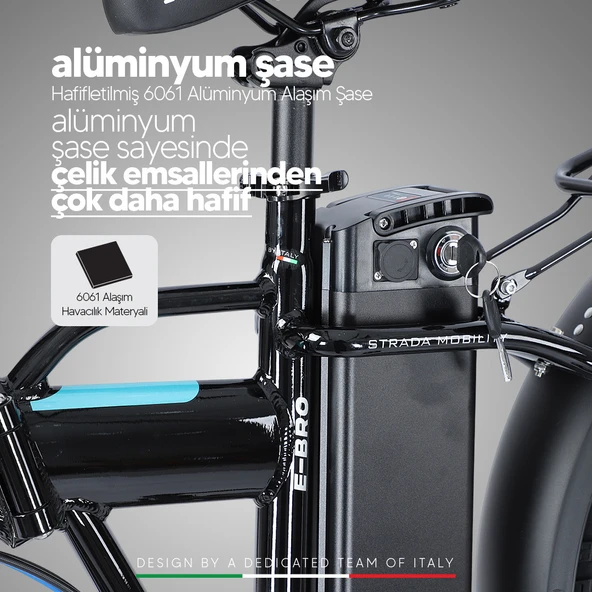 Strada Cycles E-Bro Hidrolik Disk Fat Bike Katlanabilir 20 Jant Elektrikli Bisiklet - 8