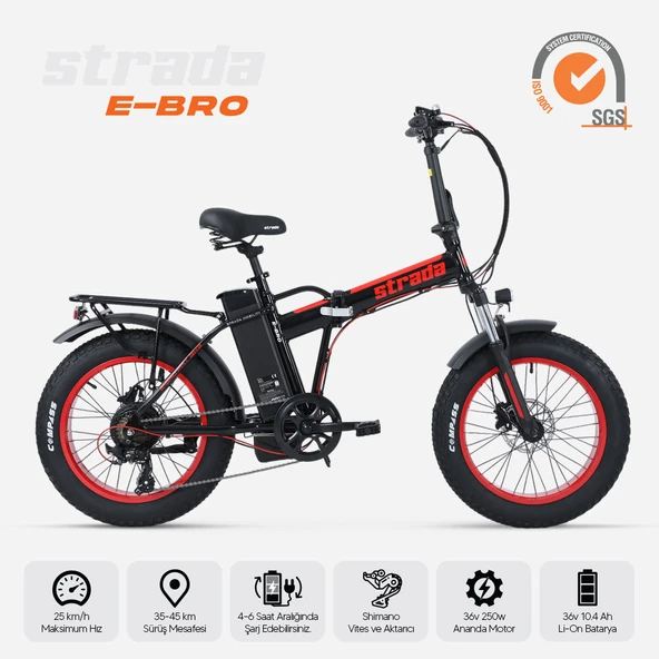 Strada Cycles E-Bro Hidrolik Disk Fat Bike Katlanabilir 20 Jant Elektrikli Bisiklet - 2