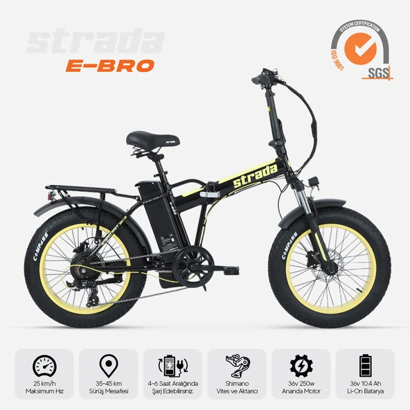 Strada Cycles E-Bro Hidrolik Disk Fat Bike Katlanabilir 20 Jant Elektrikli Bisiklet - 3