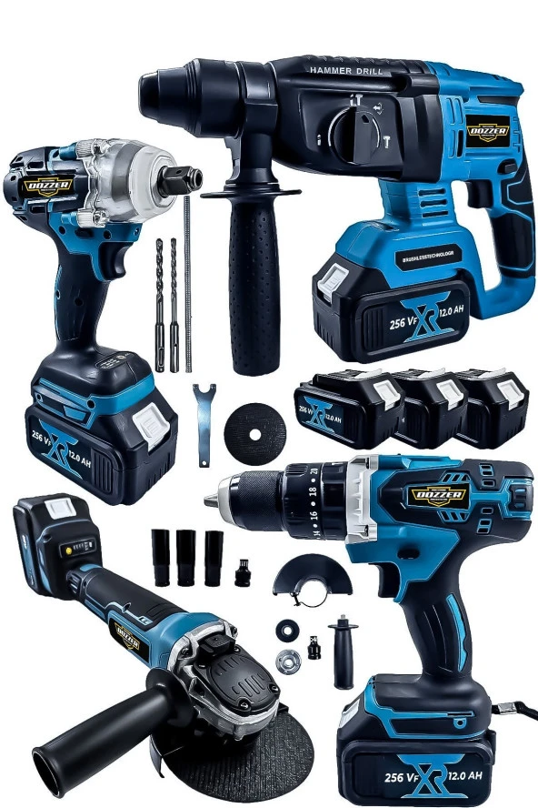 Lieber German 4 Lü Set 21 V 3 Ah Darbeli Matkap+Bijon Somun Sıkma +Taşlama Spiral+Kırıcı Delici