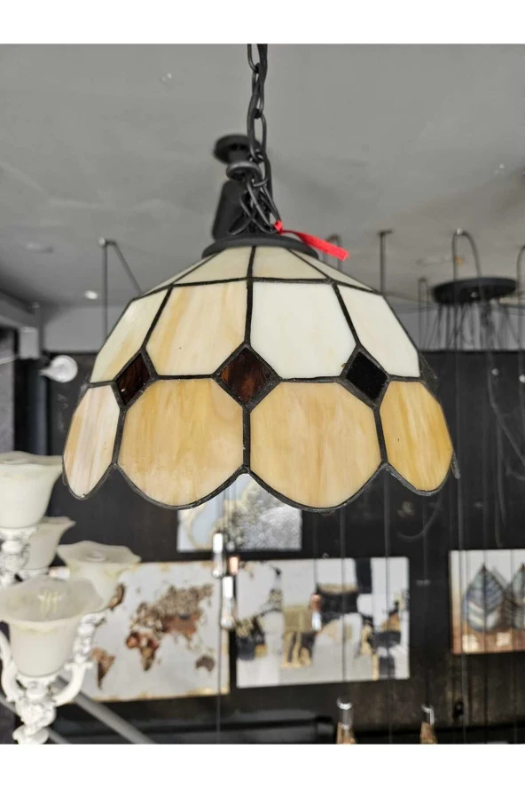 Yüceeller Vitray Ayarlanabilir Sarkıt Avize Kahverengi 25cm (10")