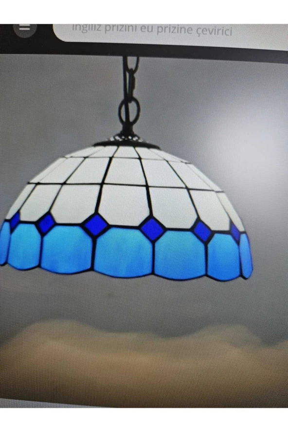 Yüceeller Vitray Ayarlanabilir Sarkıt Avize Mavi 30cm (12") - 2