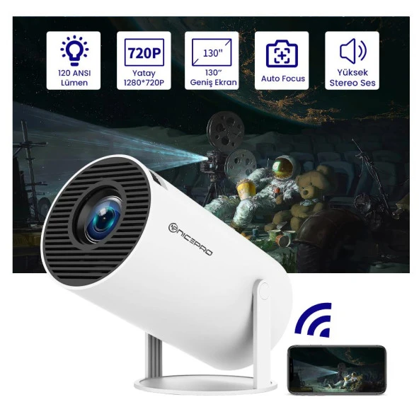 NPO FullHD Android11 BT5.0 Wifi5 120ANSI Lümen IOS/Android Taşınabilir Akıllı LED Projeksiyon HY300 PLUS - 3