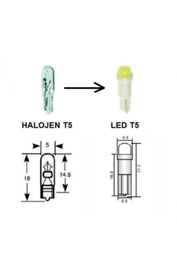 Fardoktoru T5 Led Oto Kilometre Kadran Ampulü Turuncu 10 Adet