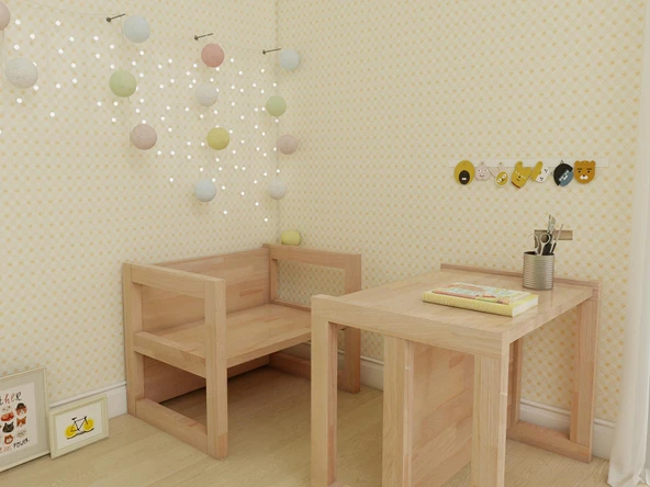 Dönüştürülebilir Ahşap Masa/Sandalye - Resim 2