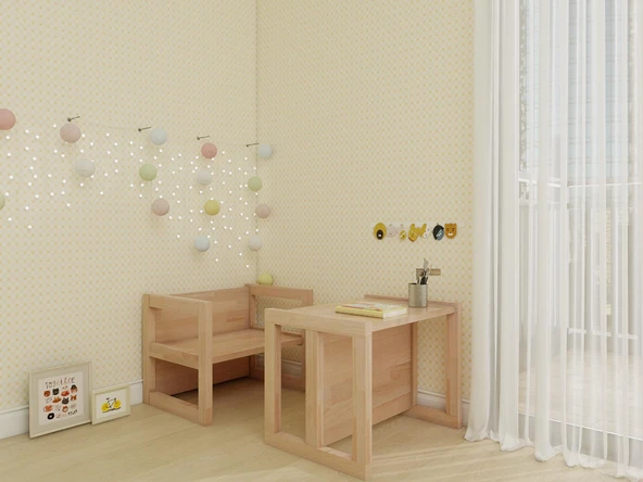 Dönüştürülebilir Ahşap Masa/Sandalye ürün görseli 1