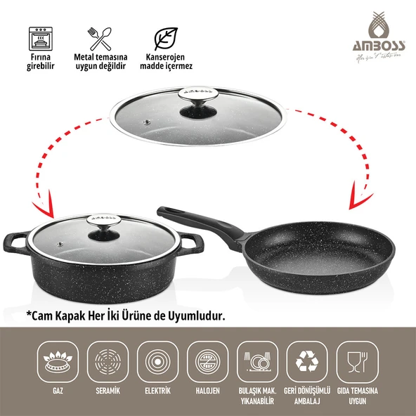 Amboss Montana 3 Parça Granit Set (Siyah) - 4