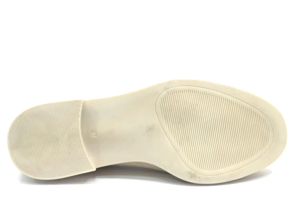 Feles Taş Toka Detaylı Triko Loafer Kadın Babet Ayakkabı - 5