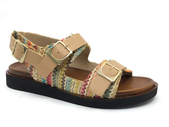 Feles Ortapedik Taban Hasır Detaylı Kadın Sandalet ürün görseli 1