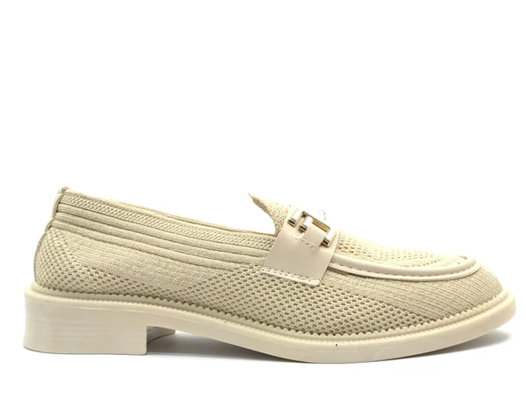 Feles Toka Detaylı Triko Loafer Kadın Babet Ayakkabı - Resim 18