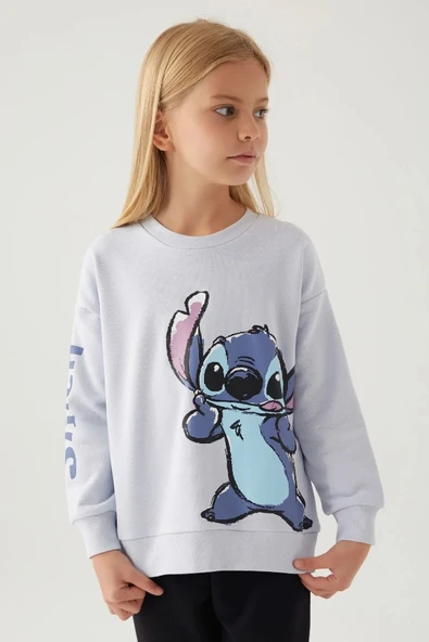 Stitch D4898 Puss Kız Çocuk Sweatshirt - Resim 11