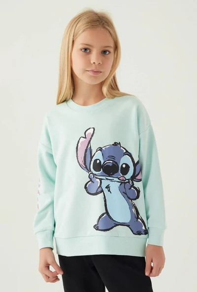 Stitch D4898 Puss Kız Çocuk Sweatshirt - Resim 6
