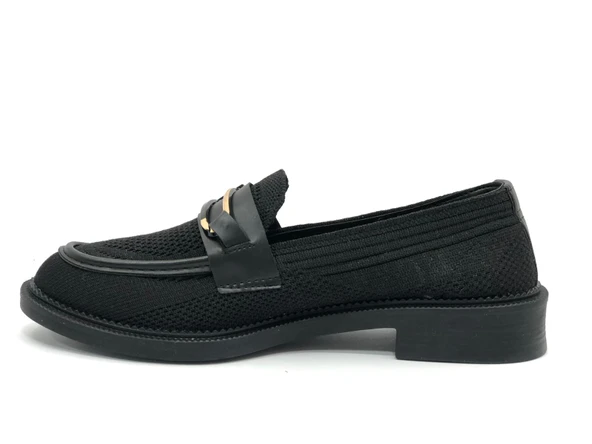 Feles Toka Detaylı Triko Loafer Kadın Babet Ayakkabı - Resim 17