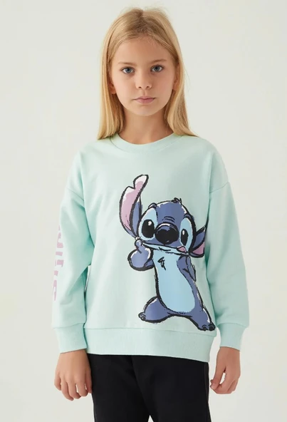 Stitch D4898 Puss Kız Çocuk Sweatshirt - Resim 7