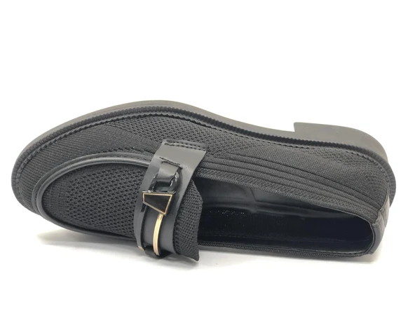 Feles Toka Detaylı Triko Loafer Kadın Babet Ayakkabı - Resim 11