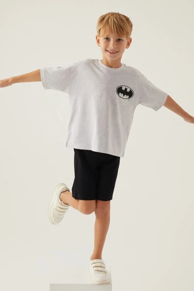 Batman Lisanslı L1692 With Emblem T-Shirt ve Kapri Alt Üst Erkek Çocuk Takımı - 8
