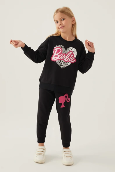 Barbie Lisanslı 1764 Sweatshirt ve Pantolon Alt Üst Kız Çocuk Eşofman Takımı - Resim 11