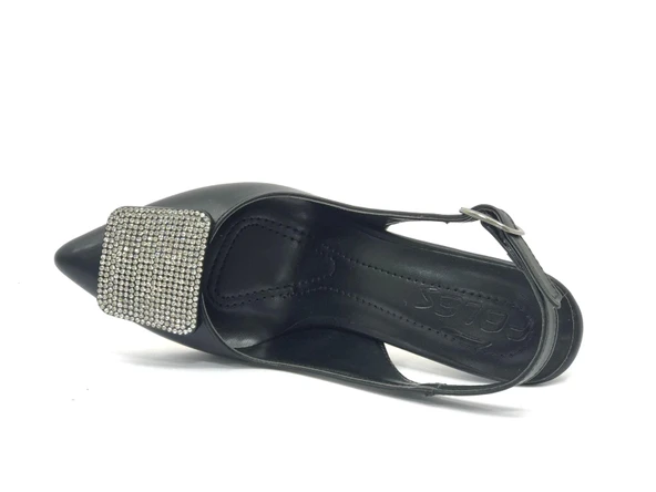 Feles Toka Taş Detaylı Arkası Açık Stiletto Kadın Topuklu Ayakkabı - Resim 15