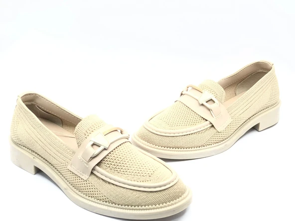 Feles Toka Detaylı Triko Loafer Kadın Babet Ayakkabı - Resim 18