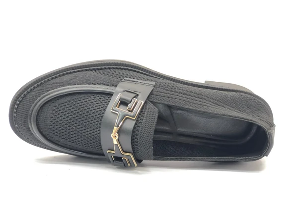 Feles Toka Detaylı Triko Loafer Kadın Babet Ayakkabı - Resim 9