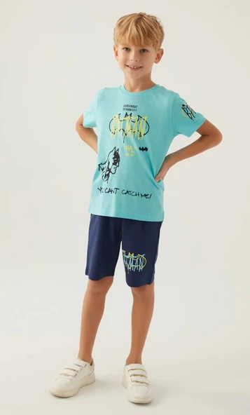 Batman Lisanslı L1700 Gotham T-Shirt ve Şort Alt Üst Erkek Çocuk Takımı - Resim 3