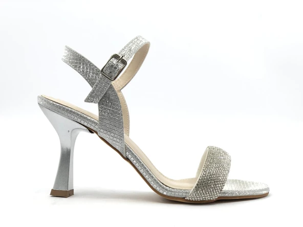 Feles Geniş Taş Bantlı Arkası Açık Kadın Abiye Ayakkabı - Resim 2