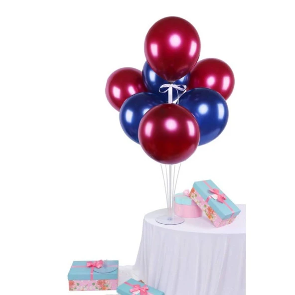 7 li Balon Demeti Bordo Ve Laciver Balon