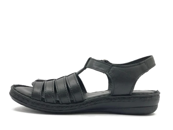 Ayakdaş %100 Hakiki Deri Tam Ortapedik Fus Pedli Taban Kadın Sandalet - Resim 5