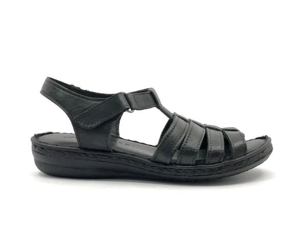 Ayakdaş %100 Hakiki Deri Tam Ortapedik Fus Pedli Taban Kadın Sandalet - Resim 4