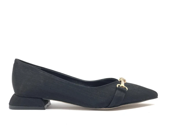 Feles Taş Toka Detaylı Saten Kadın Babet - Resim 4