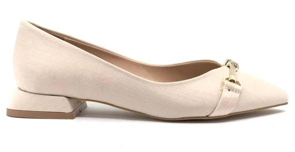 Feles Taş Toka Detaylı Saten Kadın Babet - Resim 8