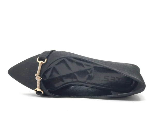 Feles Taş Toka Detaylı Saten Kadın Babet - Resim 7