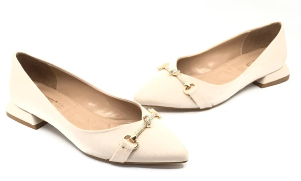 Feles Taş Toka Detaylı Saten Kadın Babet - Resim 2