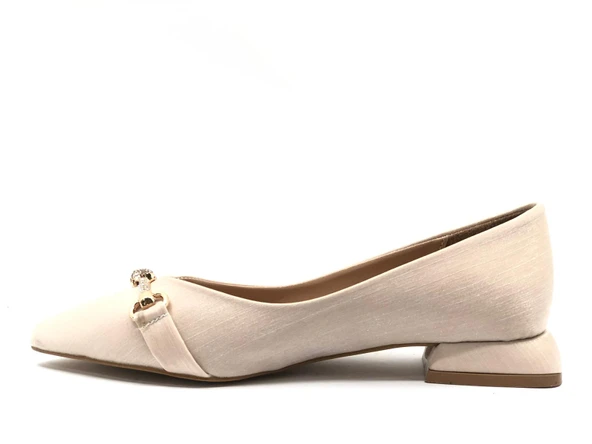 Feles Taş Toka Detaylı Saten Kadın Babet - Resim 10