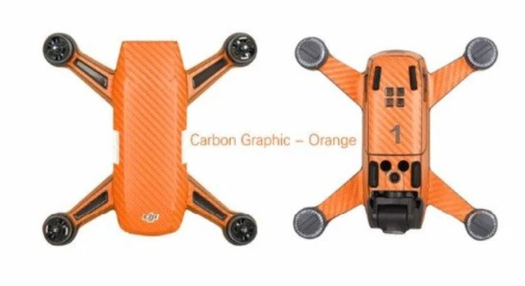 Dji Spark için Turuncu Karbon Grafik Su Geçirmez PVC Cilt Çıkartma Seti - 2