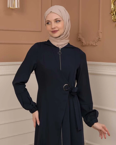 Tesettürlü Kapşonlu Ferace 678 - 7