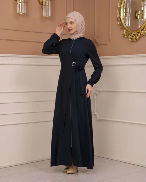 Tesettürlü Kapşonlu Ferace 678 - 3