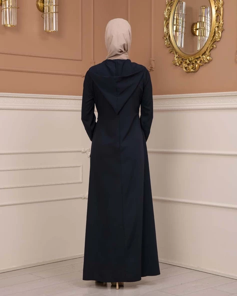 Tesettürlü Kapşonlu Ferace 678 - 5