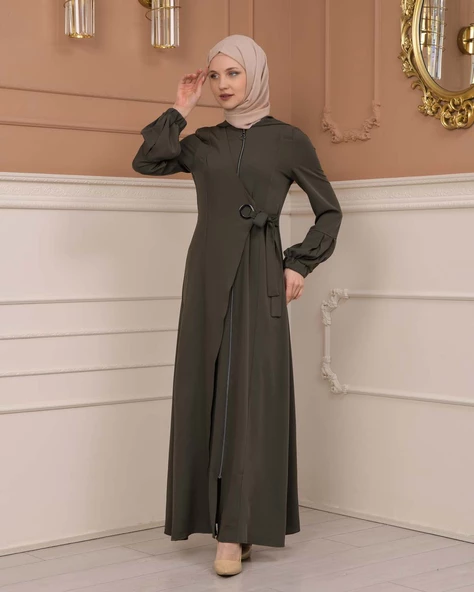 Tesettürlü Kapşonlu Ferace 678 - 11