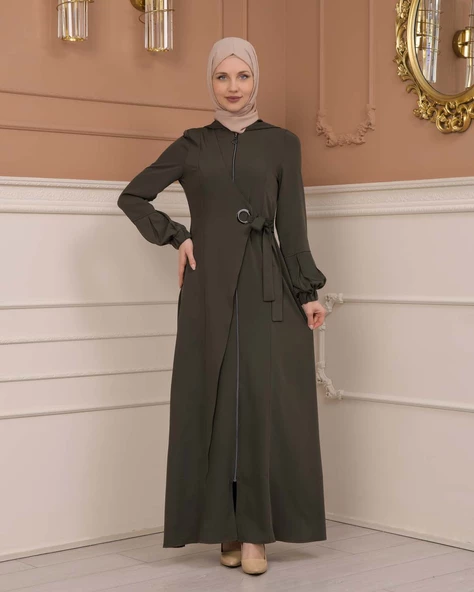 Tesettürlü Kapşonlu Ferace 678 - 10