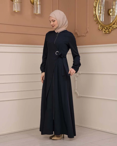 Tesettürlü Kapşonlu Ferace 678 - 4