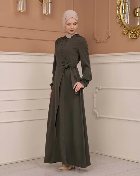 Tesettürlü Kapşonlu Ferace 678 - 12