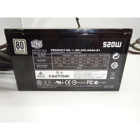 COOLER MASTER RS-520-ASAA-A1 Real Power M520 520W 80+ tak çıkar kablolu Güç kaynağı 2.EL ÜRÜN