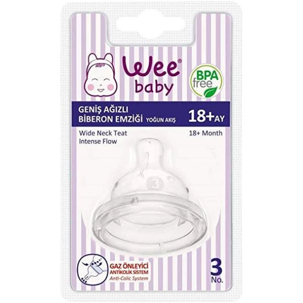 Wee Baby Yuvarlak Uçlu Geniş Ağızlı Biberon Emziği No: 3 854