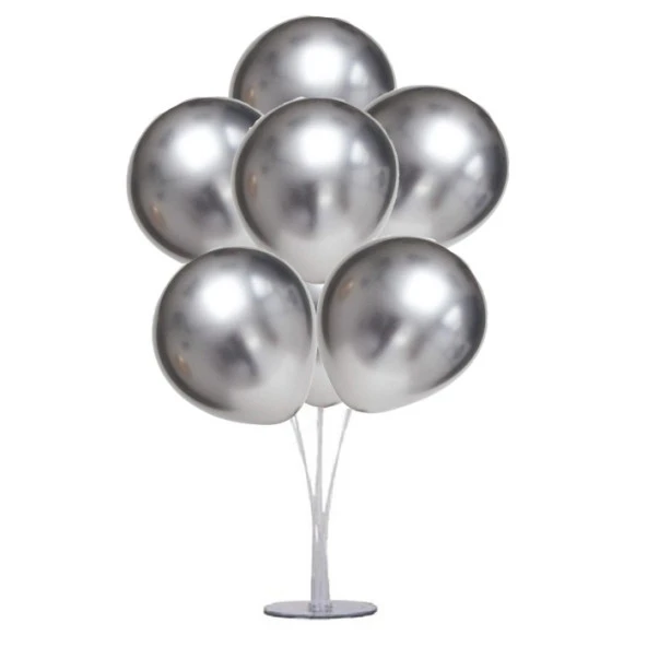 7 li Balon Demeti Krom Gümüş Balon ürün görseli 1