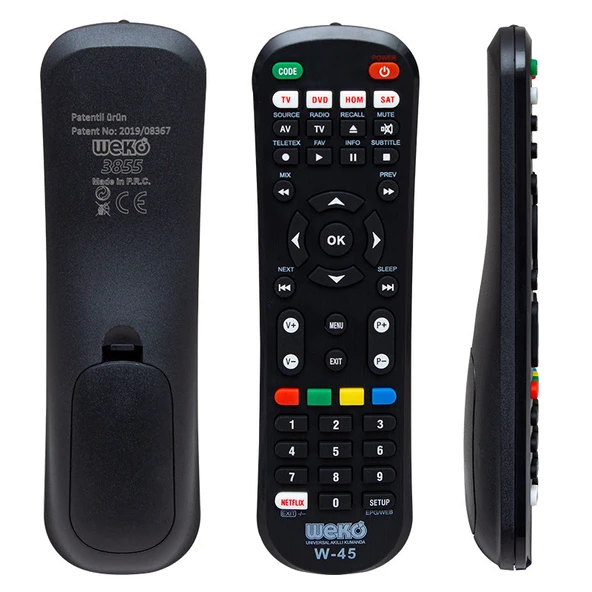 WEKO W-45 NETFLIX TUŞLU 4 IN 1 UNIVERSAL TÜM MODELLER ÖĞRENEBİLEN AKILLI KUMANDA ürün görseli 1