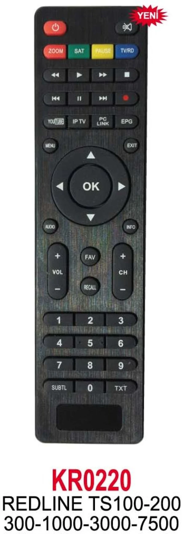 REDLİNE TS-100 HD VE T SERİSİ ShowMax Digital YOUTUBE TUŞLU HD UYDU KUMANDA  (OUK0220 ) (3444=3447=34271=13281=16611) ürün görseli 1