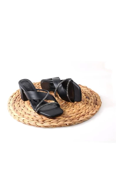 Bono 02809 6 Cm Topuklu Kadın Taşlı Terlik - 2